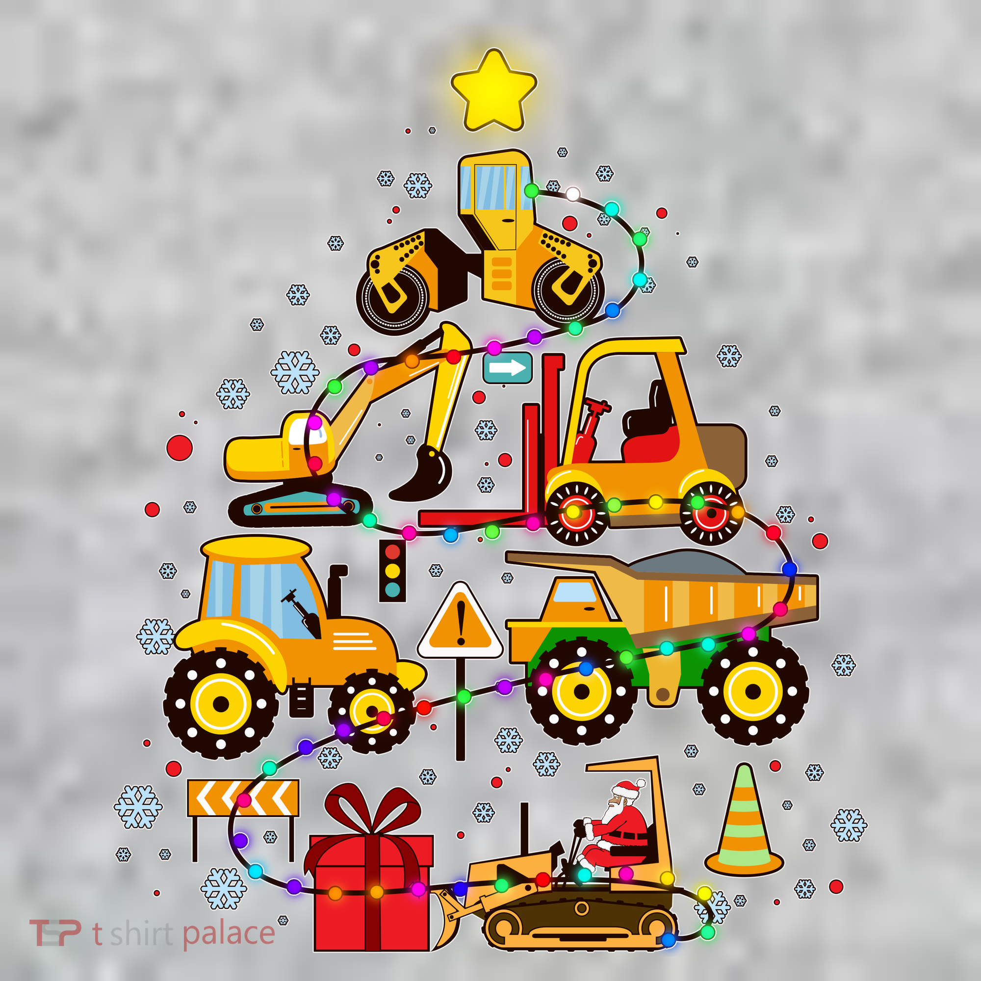 Funny Christmas Construction Vehicles Tree Toddler T-Shirt