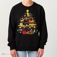 Funny Christmas Construction Vehicles Tree Women's Sweatshirt thumb 0