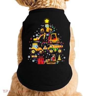 Funny Christmas Construction Vehicles Tree Doggie Tank