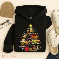 Funny Christmas Construction Vehicles Tree Hoodie thumb 4