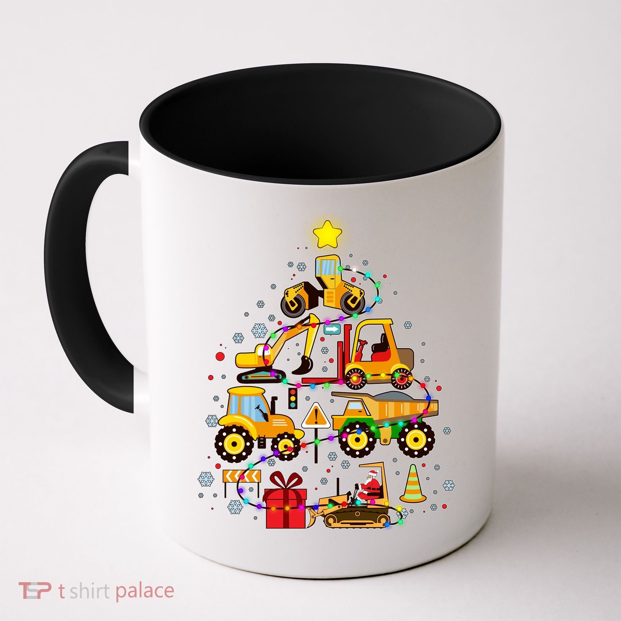 Funny Christmas Construction Vehicles Tree Coffee Mug