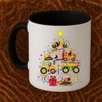 Funny Christmas Construction Vehicles Tree Coffee Mug thumb 2