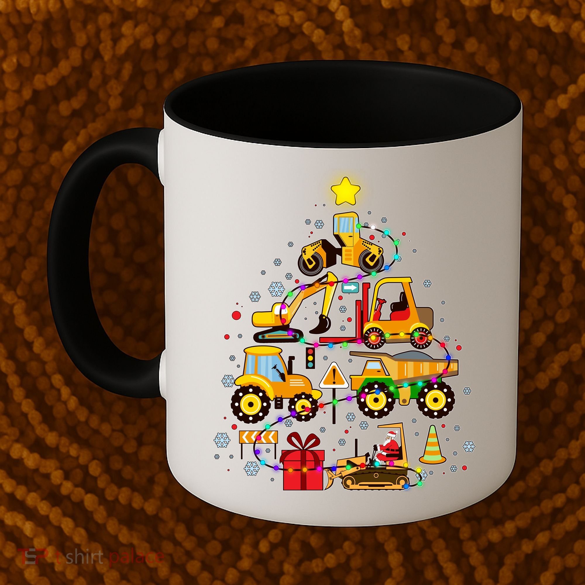 Funny Christmas Construction Vehicles Tree Coffee Mug