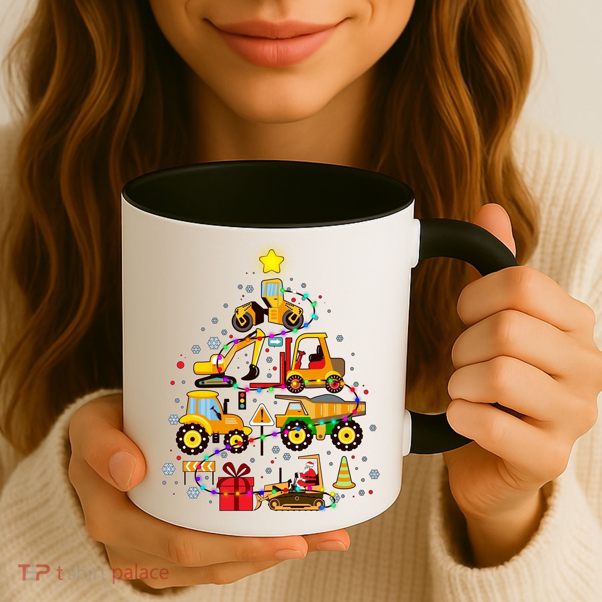 Funny Christmas Construction Vehicles Tree Coffee Mug
