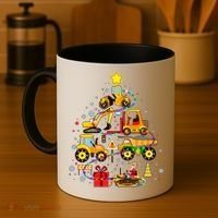 Funny Christmas Construction Vehicles Tree Coffee Mug thumb 4