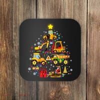 Funny Christmas Construction Vehicles Tree Coaster thumb 0