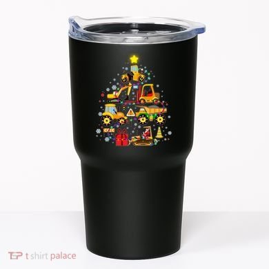 Funny Christmas Construction Vehicles Tree Tumbler