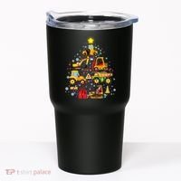 Funny Christmas Construction Vehicles Tree Tumbler thumb 0