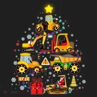 Funny Christmas Construction Vehicles Tree Tumbler thumb 3