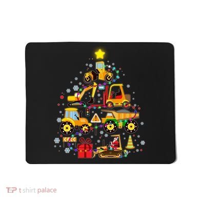 Funny Christmas Construction Vehicles Tree Mousepad