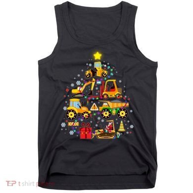 Funny Christmas Construction Vehicles Tree Tank Top