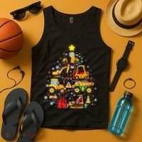 Funny Christmas Construction Vehicles Tree Tank Top thumb 4