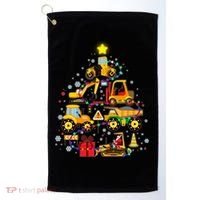 Funny Christmas Construction Vehicles Tree Golf Towel thumb 0