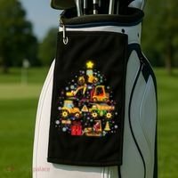 Funny Christmas Construction Vehicles Tree Golf Towel thumb 2