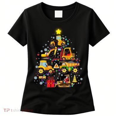 Funny Christmas Construction Vehicles Tree Women's T-Shirt