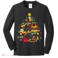 Funny Christmas Construction Vehicles Tree Kids Long Sleeve Shirt thumb 0