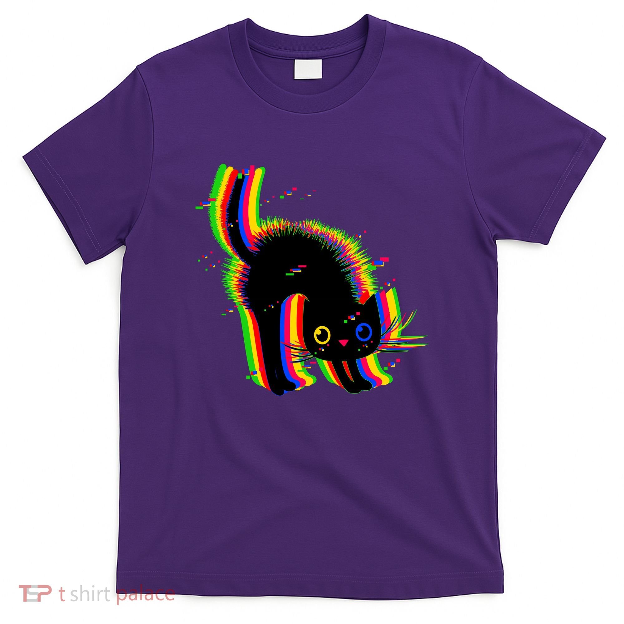 Funny Cute Colorful Glitch Cat T-Shirt
