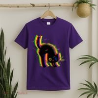 Funny Cute Colorful Glitch Cat T-Shirt thumb 2