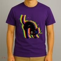 Funny Cute Colorful Glitch Cat T-Shirt thumb 3