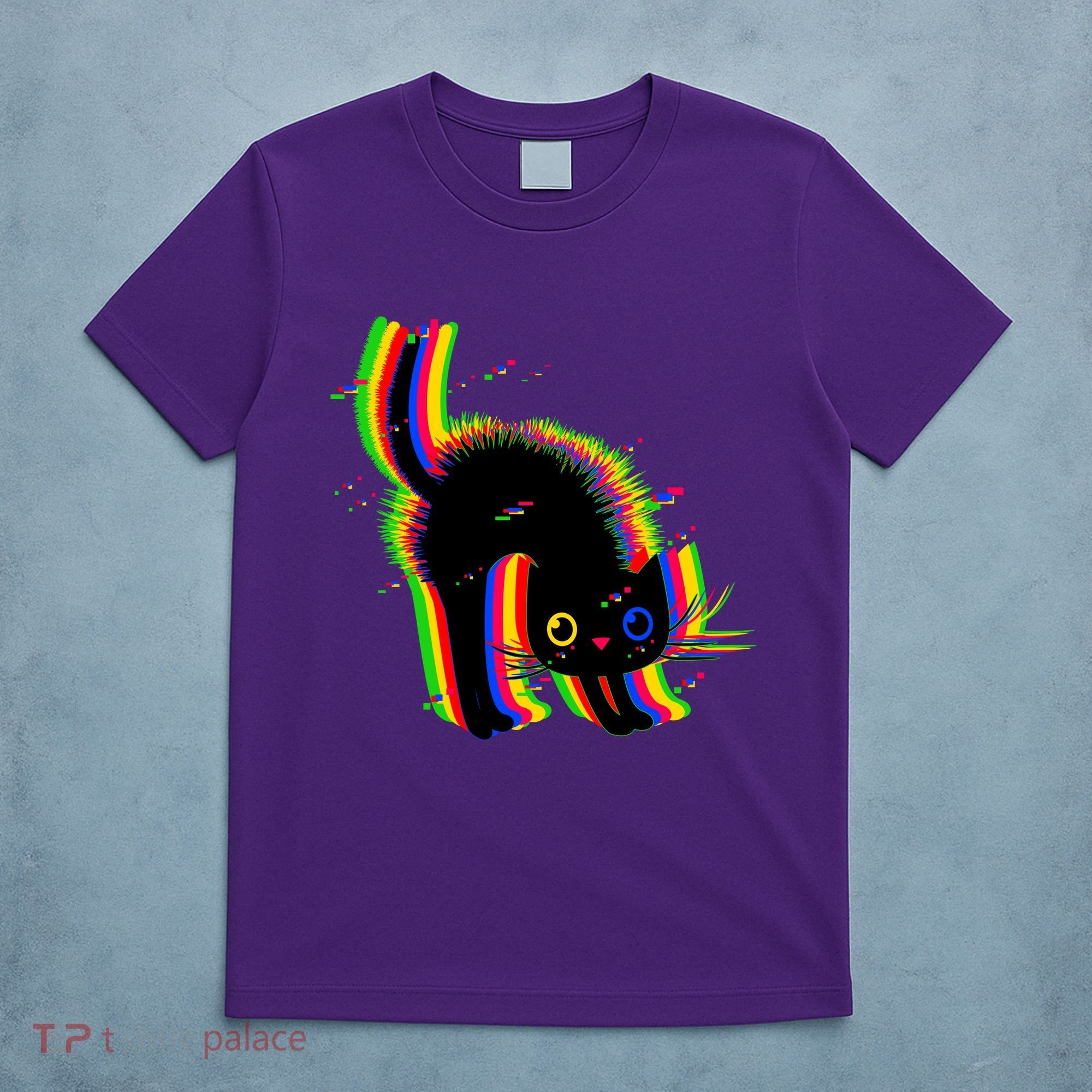 Funny Cute Colorful Glitch Cat T-Shirt