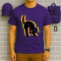 Funny Cute Colorful Glitch Cat T-Shirt thumb 6