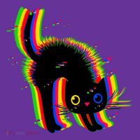 Funny Cute Colorful Glitch Cat T-Shirt thumb 7