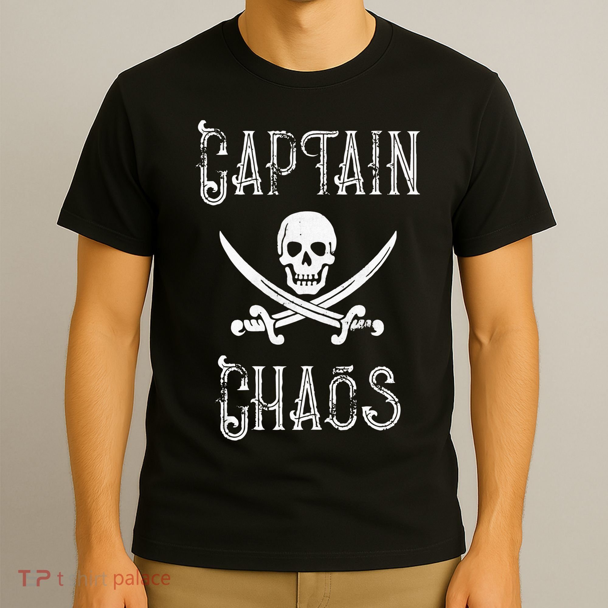 Funny Captain Chaos Retro Pirate Pontoon Boating T-Shirt