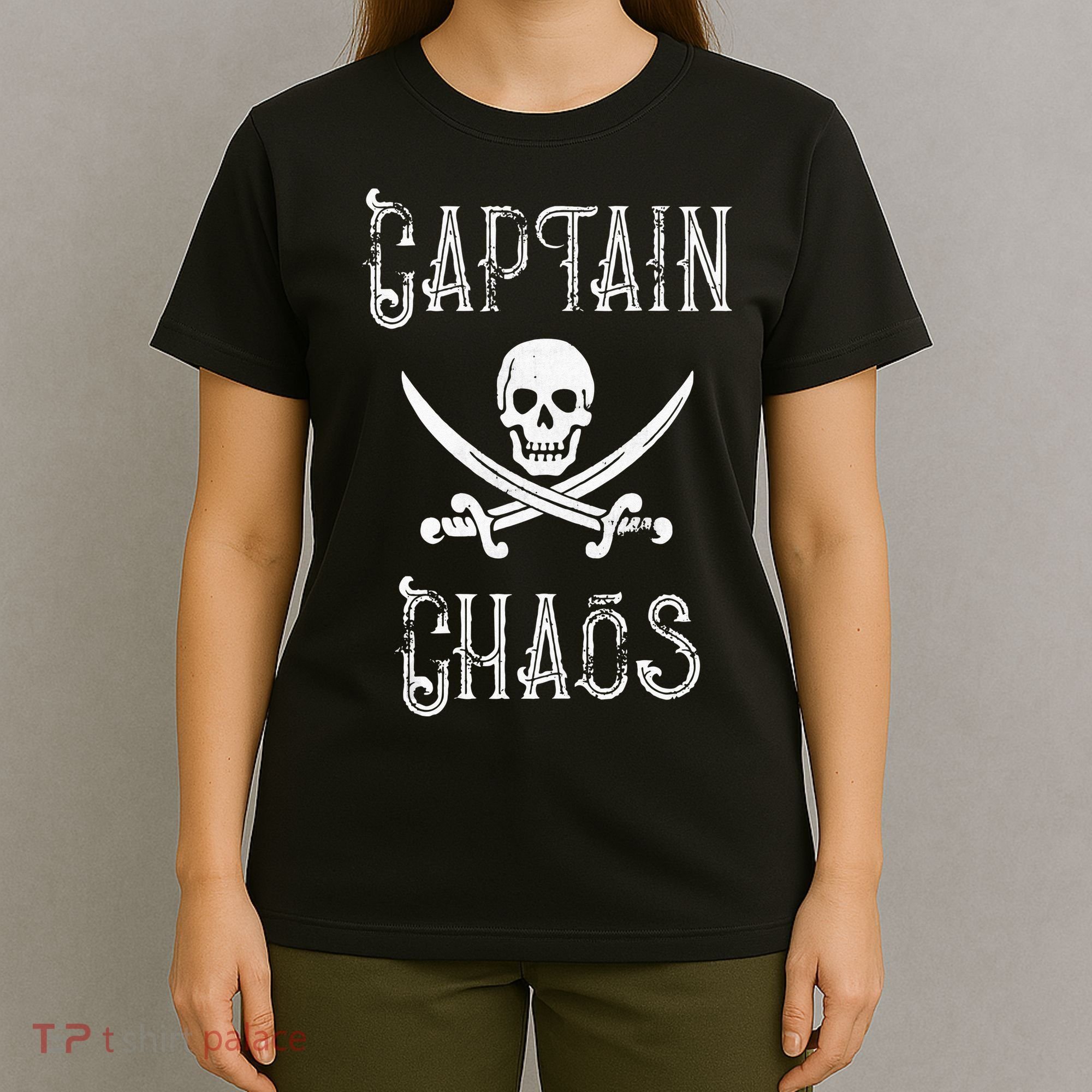 Funny Captain Chaos Retro Pirate Pontoon Boating T-Shirt