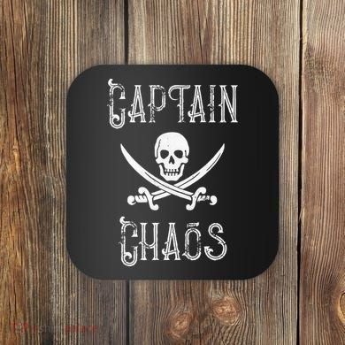 Funny Captain Chaos Retro Pirate Pontoon Boating Coaster