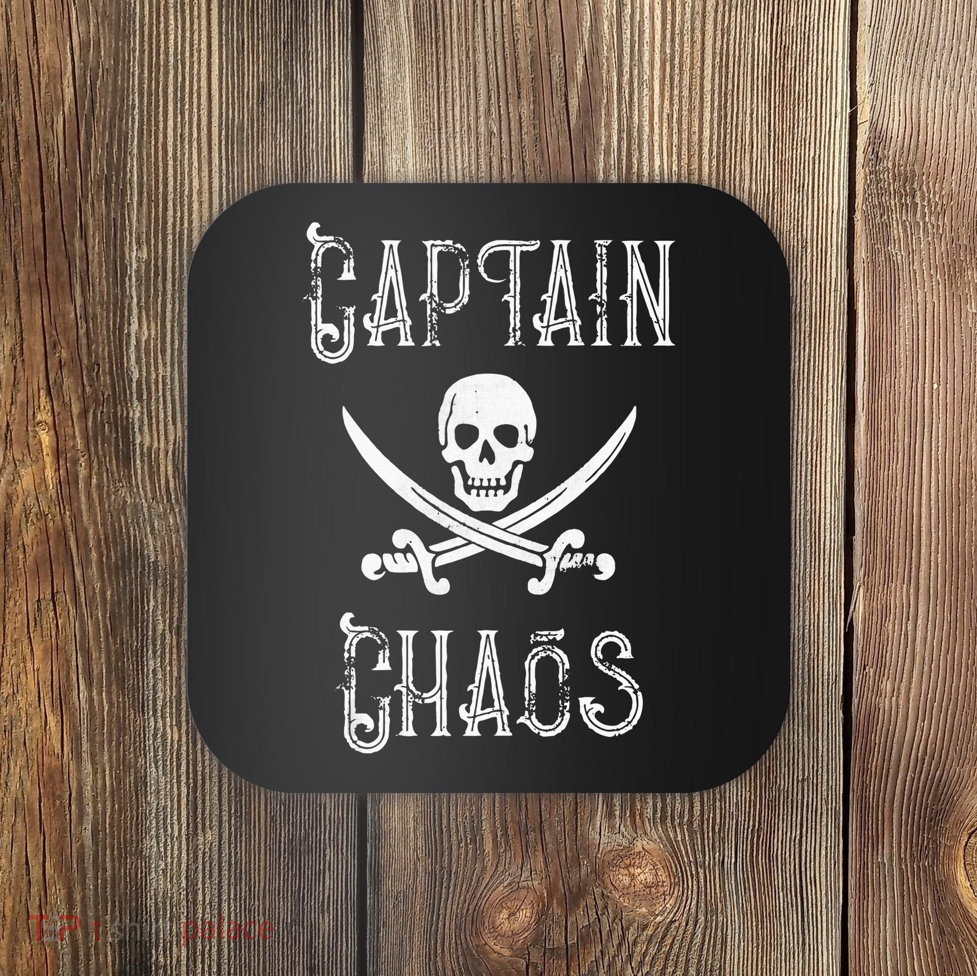 Funny Captain Chaos Retro Pirate Pontoon Boating Coaster