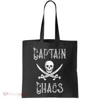 Funny Captain Chaos Retro Pirate Pontoon Boating Tote Bag thumb 0