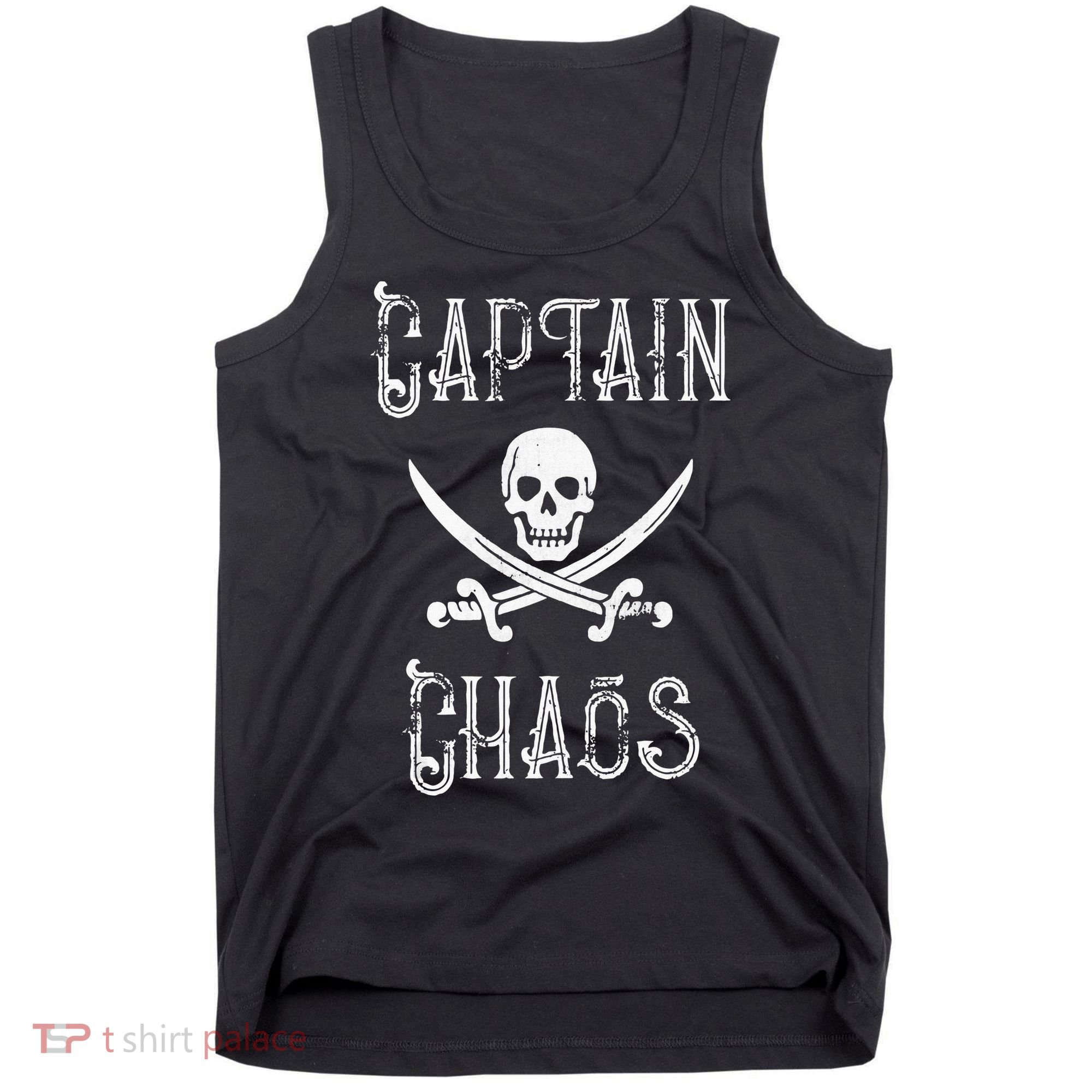 Funny Captain Chaos Retro Pirate Pontoon Boating Tank Top