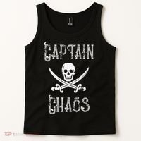 Funny Captain Chaos Retro Pirate Pontoon Boating Tank Top thumb 2