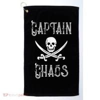 Funny Captain Chaos Retro Pirate Pontoon Boating Golf Towel thumb 0