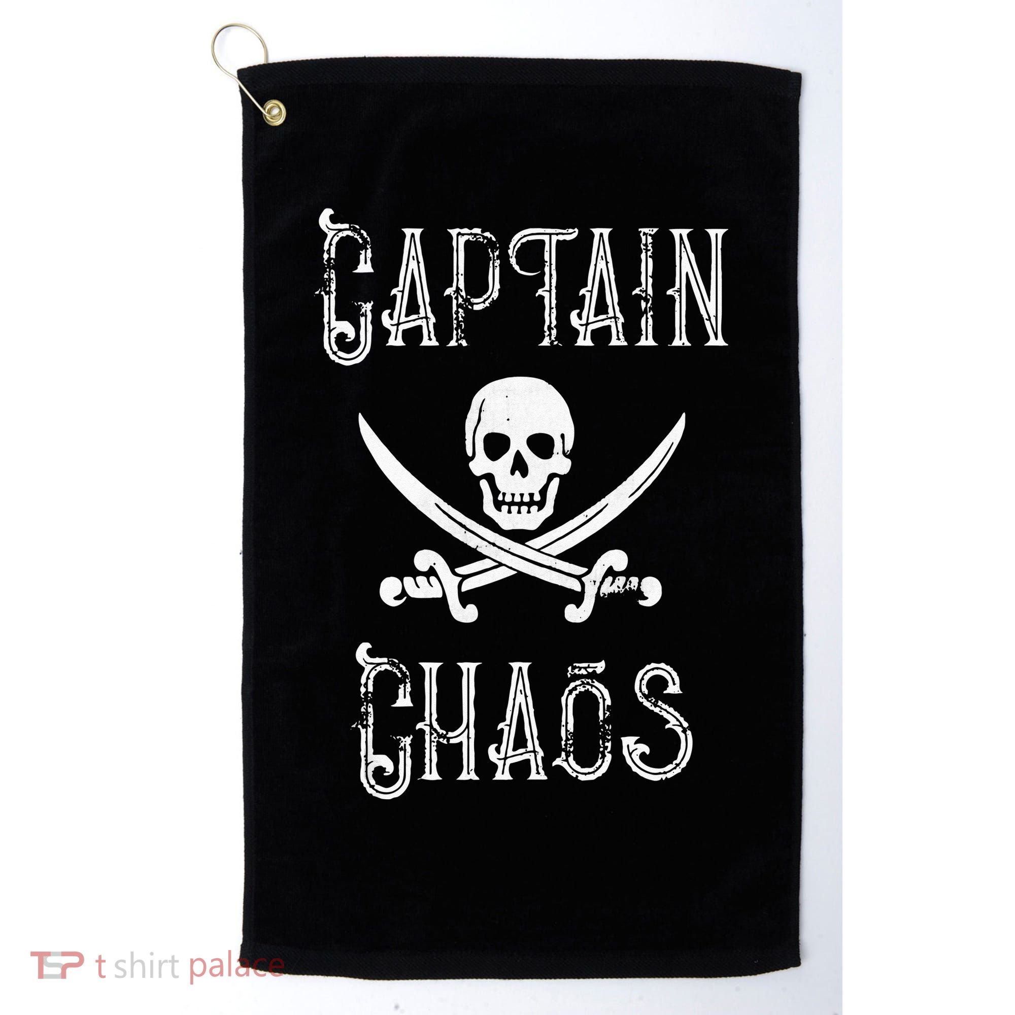 Funny Captain Chaos Retro Pirate Pontoon Boating Golf Towel