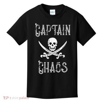 Funny Captain Chaos Retro Pirate Pontoon Boating Kids T-Shirt