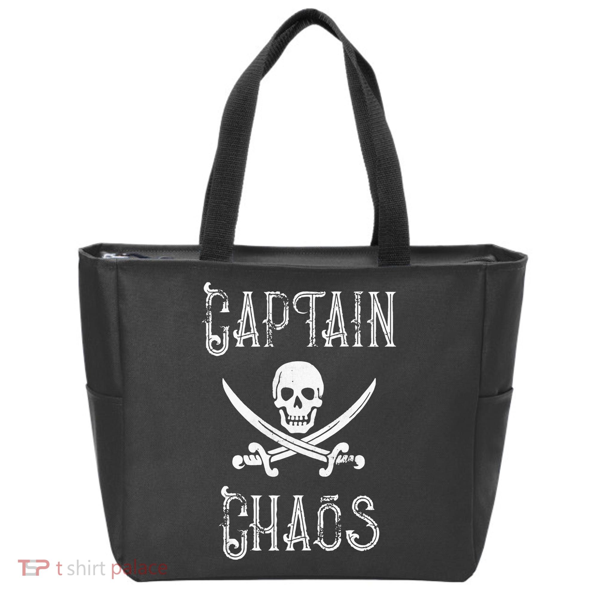 Funny Captain Chaos Retro Pirate Pontoon Boating Tote Bag