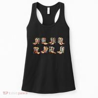 Floral Cowboy Cowgirl Boots Women's Tank Top thumb 0