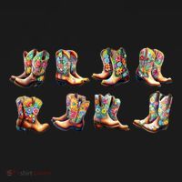 Floral Cowboy Cowgirl Boots Women's T-Shirt thumb 6