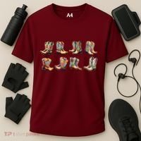 Floral Cowboy Cowgirl Boots Cooling Performance Crew T-Shirt thumb 3