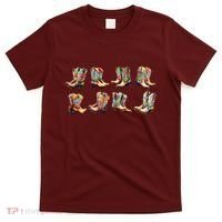 Floral Cowboy Cowgirl Boots T-Shirt thumb 0