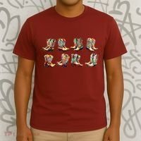 Floral Cowboy Cowgirl Boots T-Shirt thumb 3