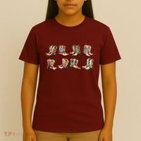 Floral Cowboy Cowgirl Boots T-Shirt thumb 4