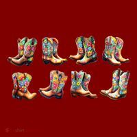 Floral Cowboy Cowgirl Boots Mousepad thumb 1
