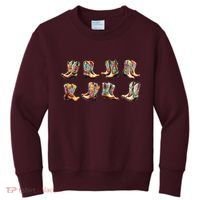 Floral Cowboy Cowgirl Boots Kids Sweatshirt thumb 0