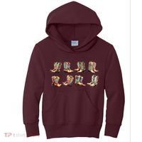Floral Cowboy Cowgirl Boots Kids Hoodie thumb 0