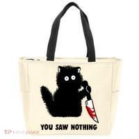 Funny Cat Cat Lovers You Saw Nothing Tote Bag thumb 0