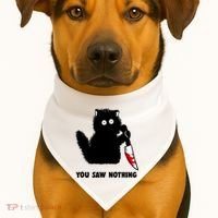 Funny Cat Cat Lovers You Saw Nothing USA-Made Doggie Bandana thumb 1