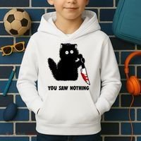 Funny Cat Cat Lovers You Saw Nothing Kids Hoodie thumb 2