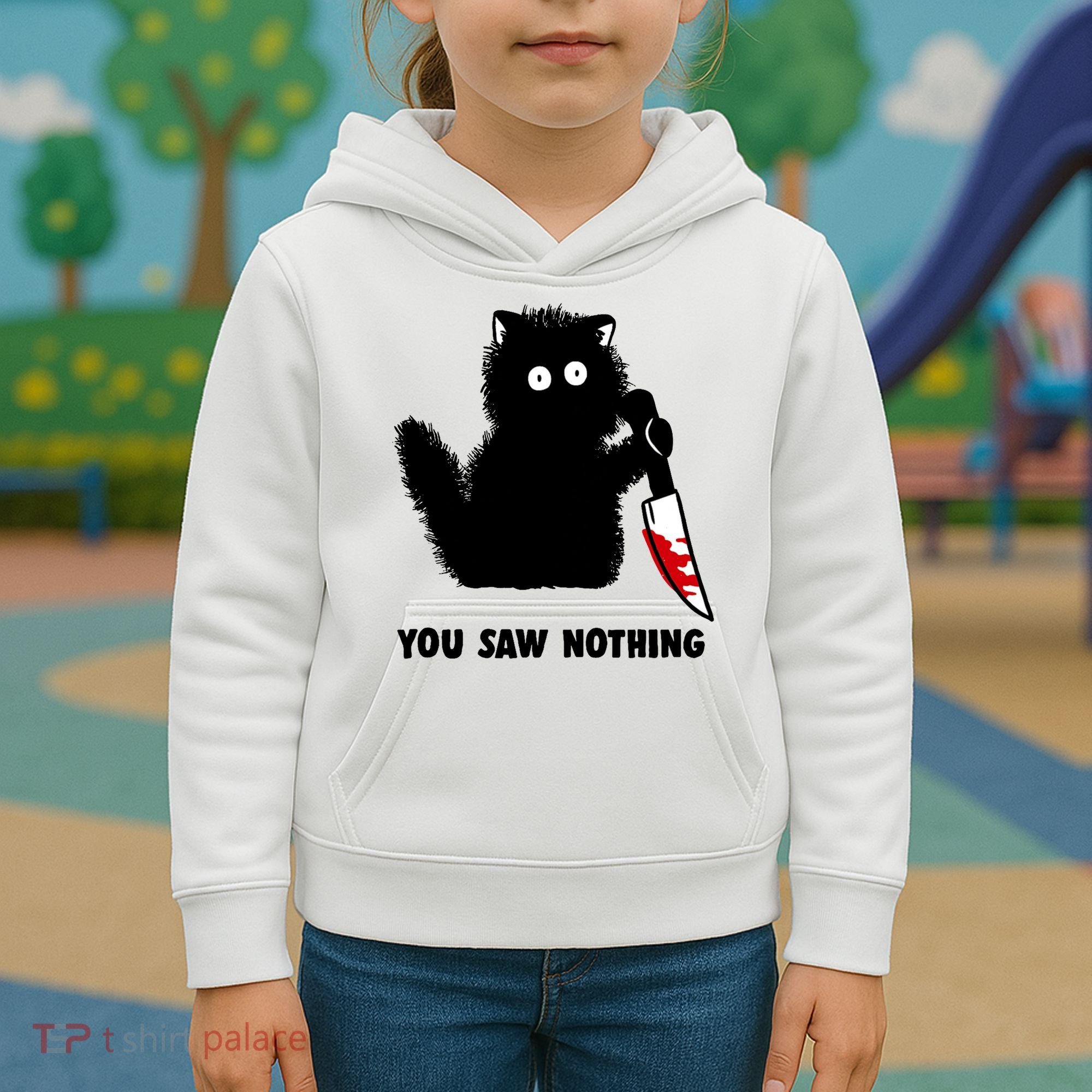 Funny Cat Cat Lovers You Saw Nothing Kids Hoodie